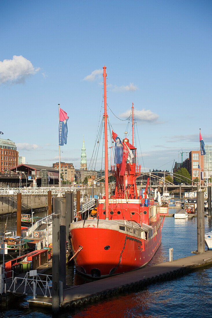 Restaurantship light vessel LV13, Restaurantship the old english light vessel LV13, Light Vessel No. 13, at City Sporthafen, Hamburg, Germany