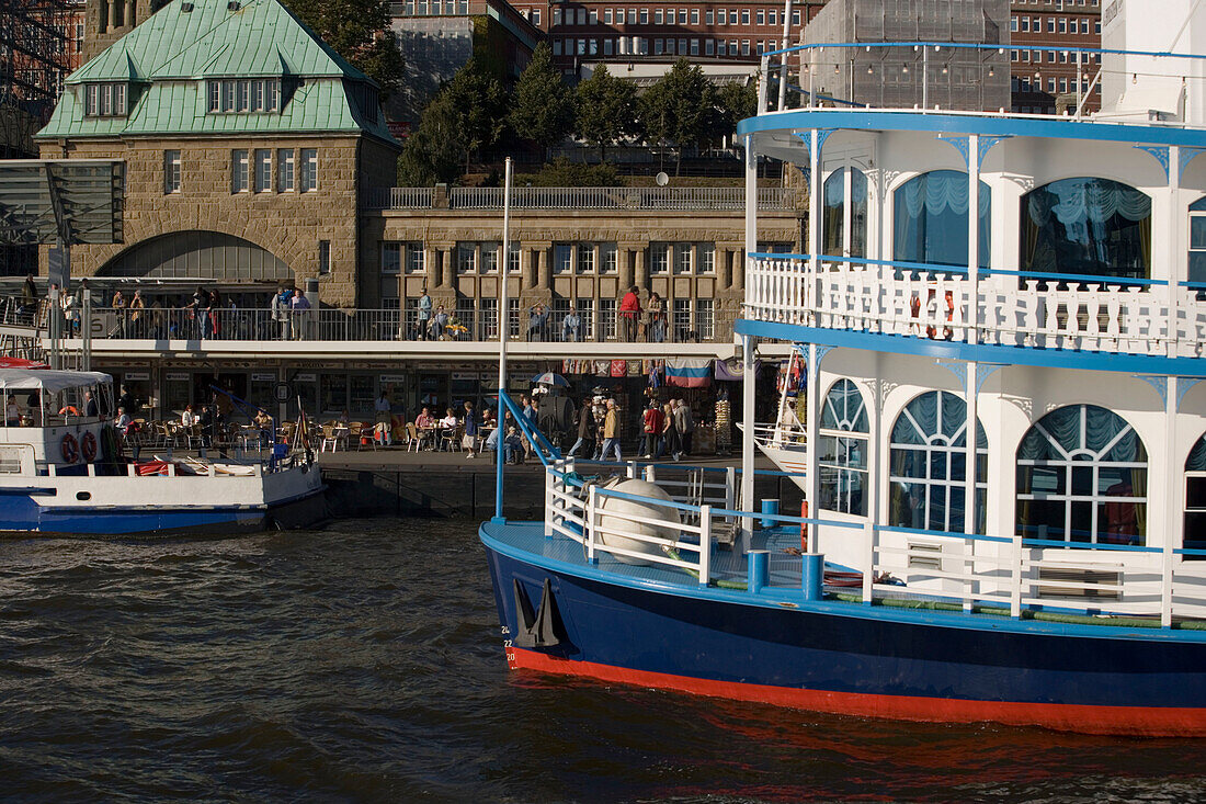 Paddlesteamer at harbour, Hamburg, Germany