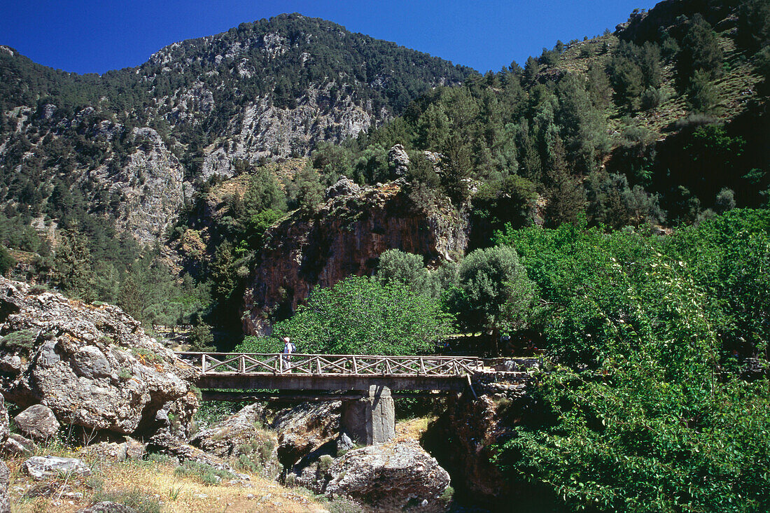 Brücke, Dorf Samaria, Wandern, Samaria-Schlucht, Kreta, Griechenland