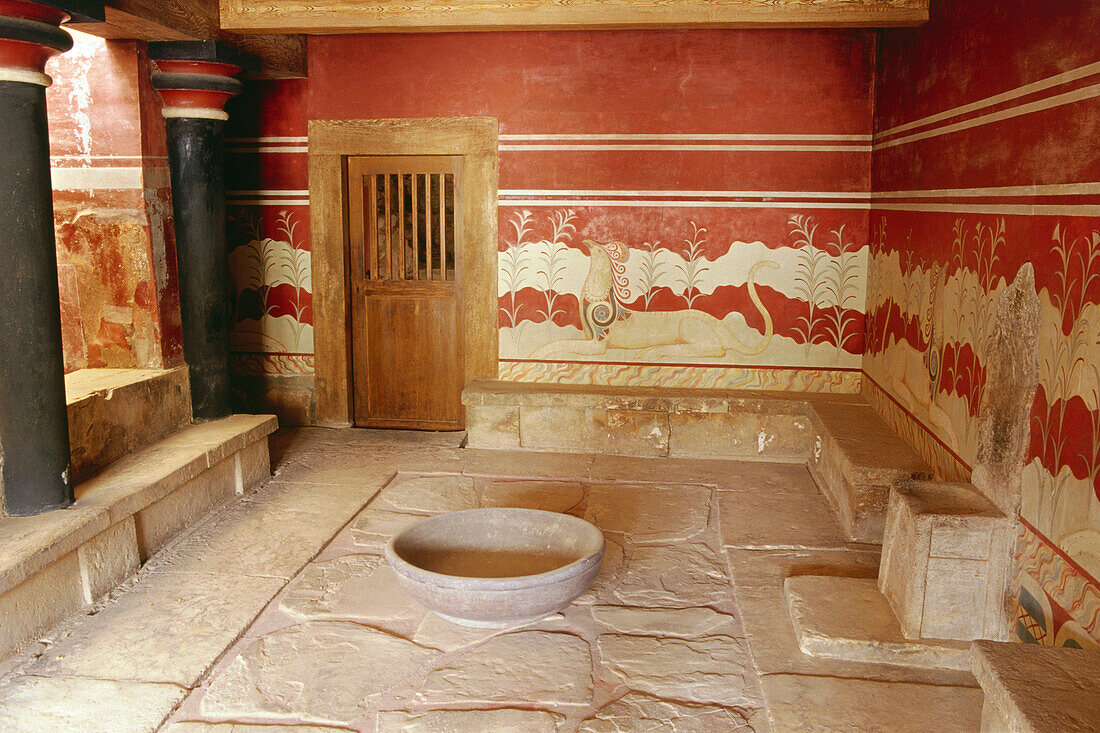 Thronsaal, Minolische Palastanlage, Knossos bei Iraklion, Kreta, Griechenland