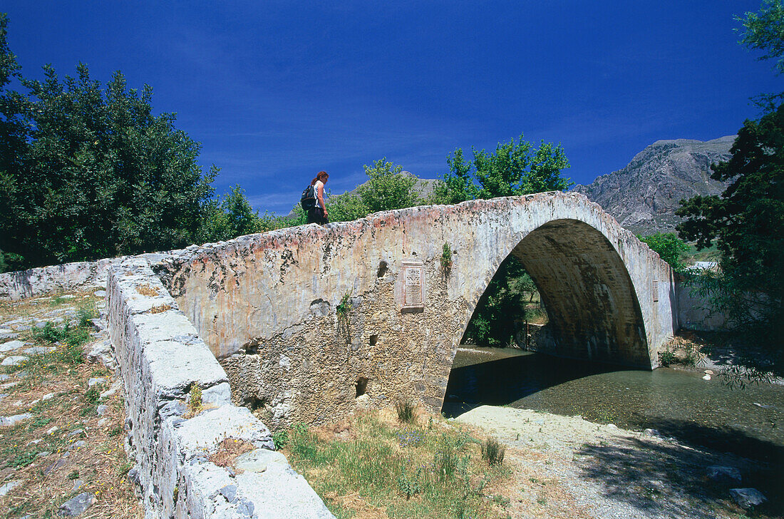 Venezianische Brücke, Wandern bei Kato Monte Preveli, Kreta, Griechenland