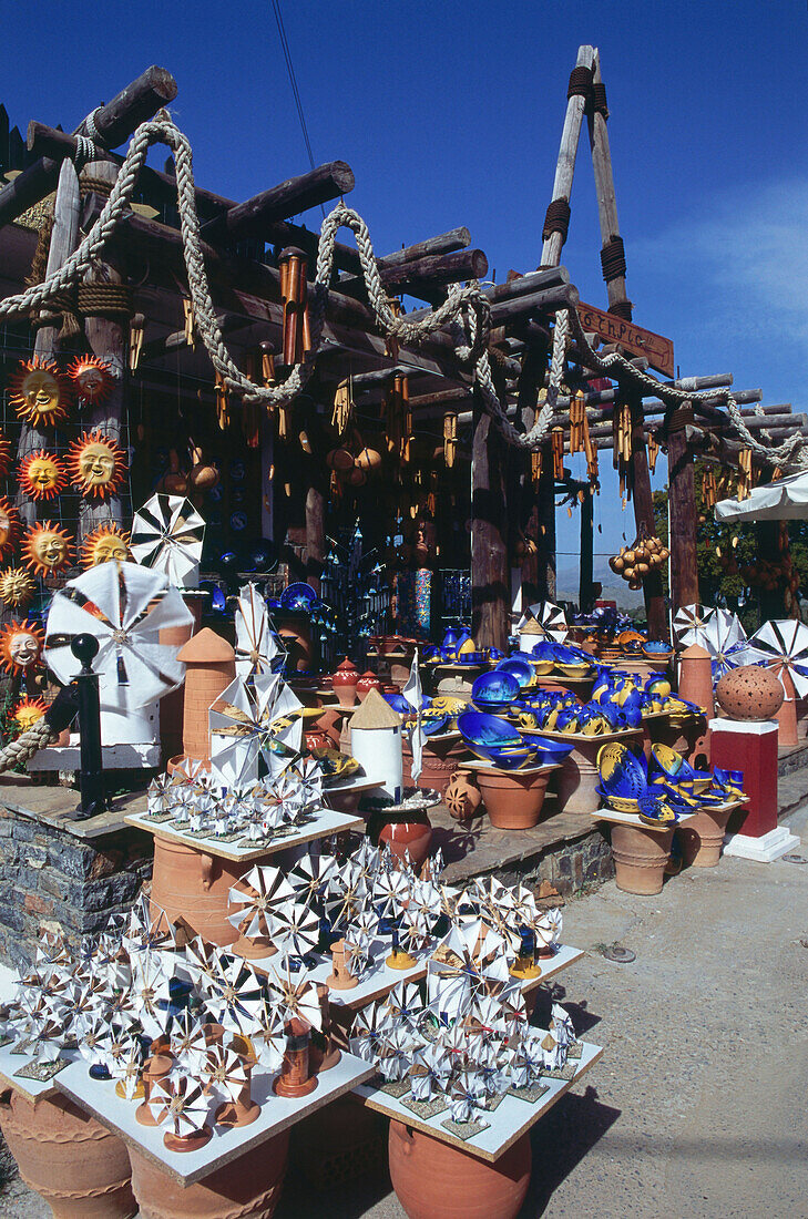 Windmill miniatures sale near Psihró, Lassithi-Plateau, Crete, Greece