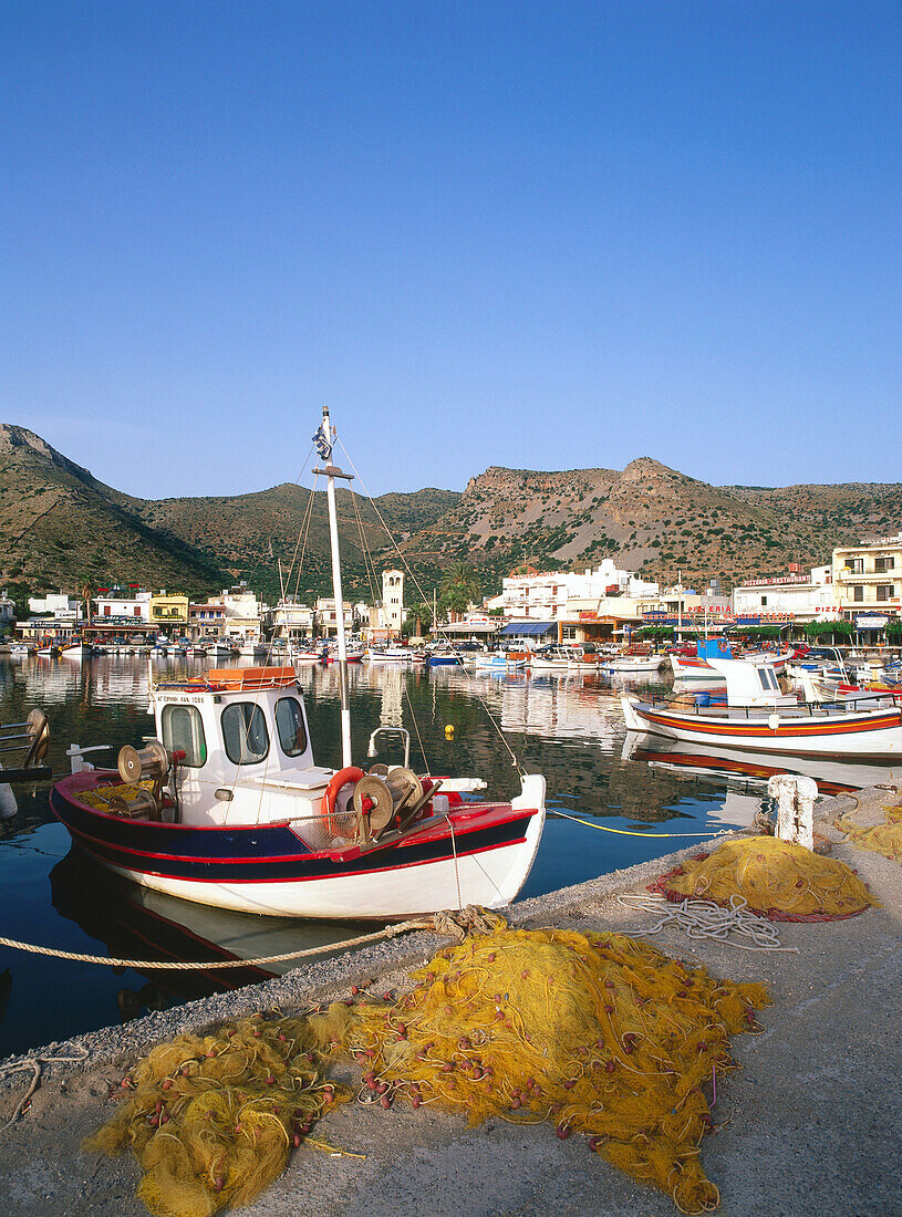 Fishing boats, Harbour, Eloúnda near Agíos Nikolaos, Crete, Greece