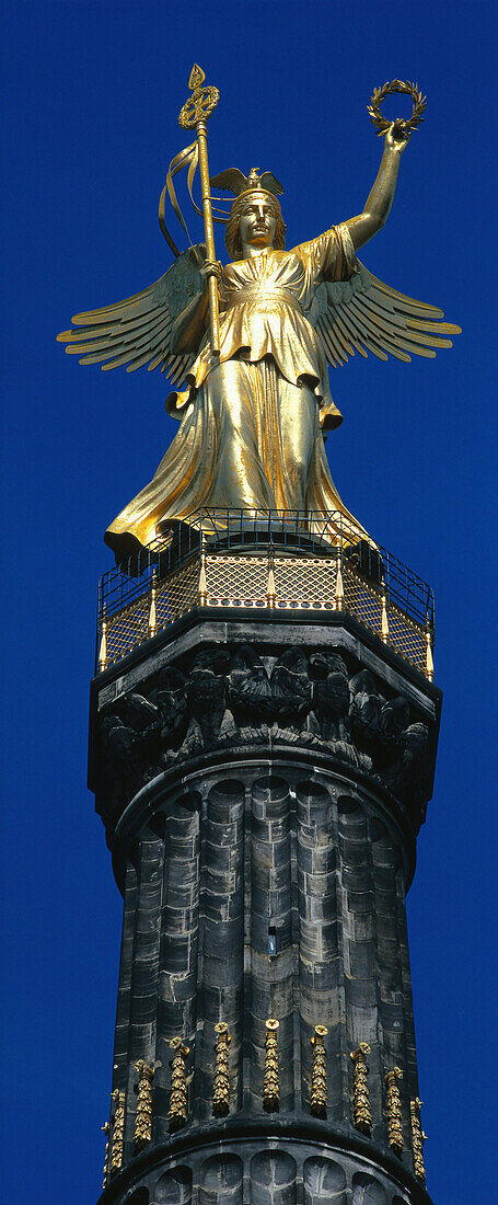 Close up of the angel on the Victory Column, Siegessaule, Berlin, Germany