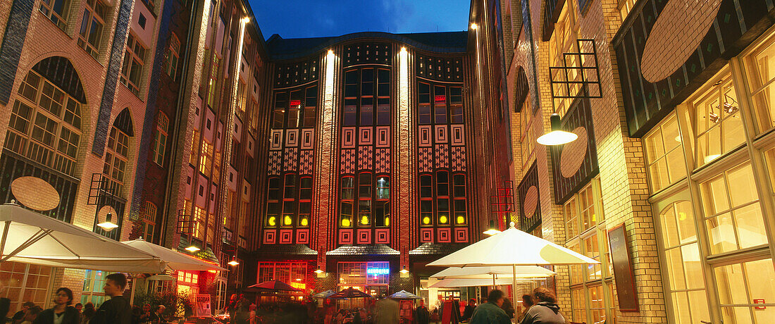 Hackesche Hofe at night, city center, Berlin, Germany