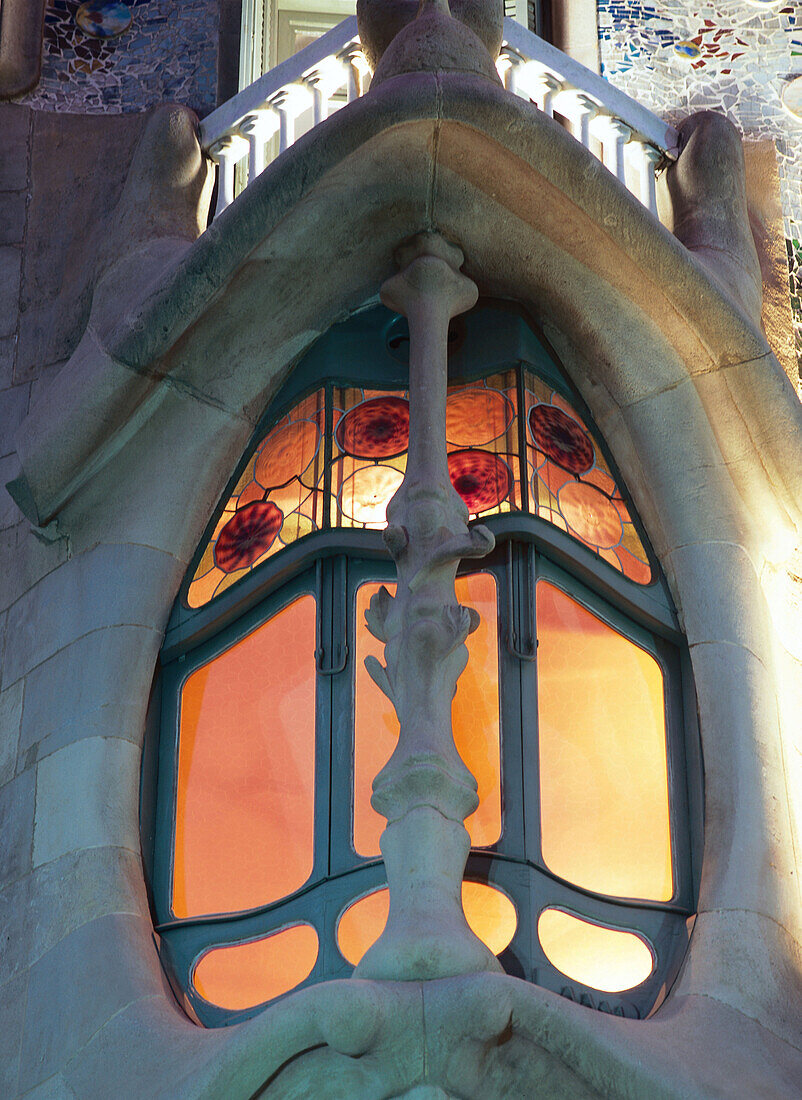 Window of Casa Batllo, Antoni Gaudi, Barcelona, Spain