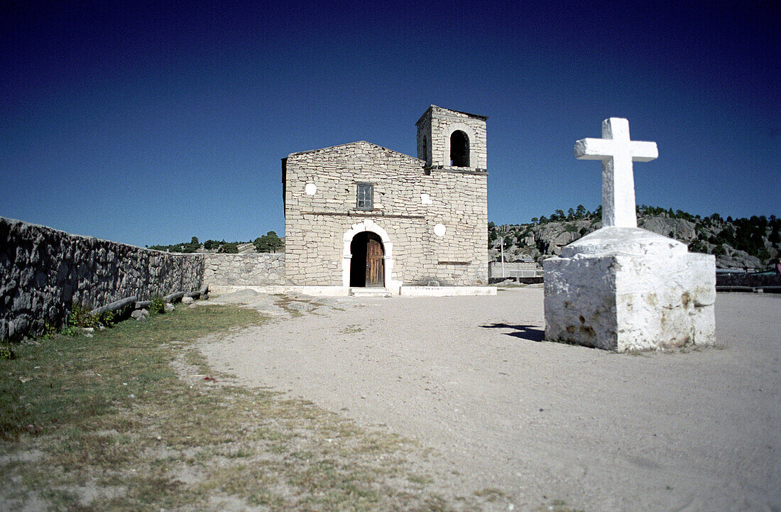 The church San Ignacio de Arareko in the sunlight, Creel, Chihuahua, Mexico, America