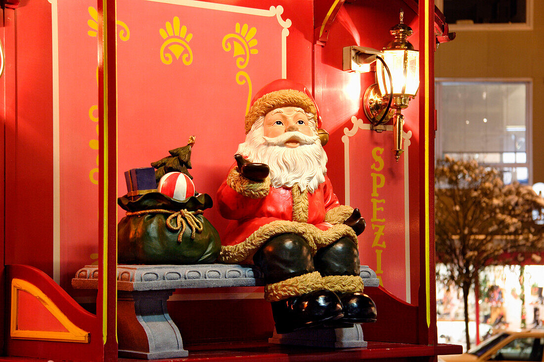 Santa Claus decoration on Marienplatz, Munich, Bavaria, Germany