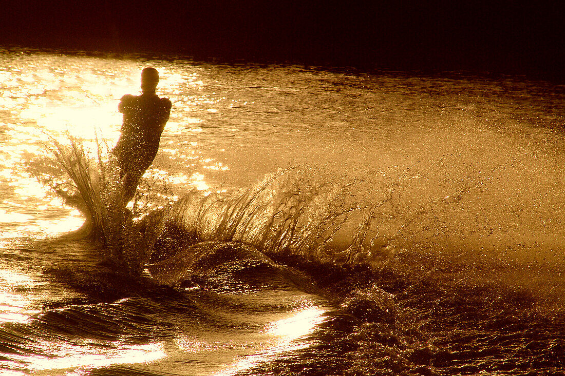 Waterski on Lake Kulkwitz, Leipzig, Saxony, Germany