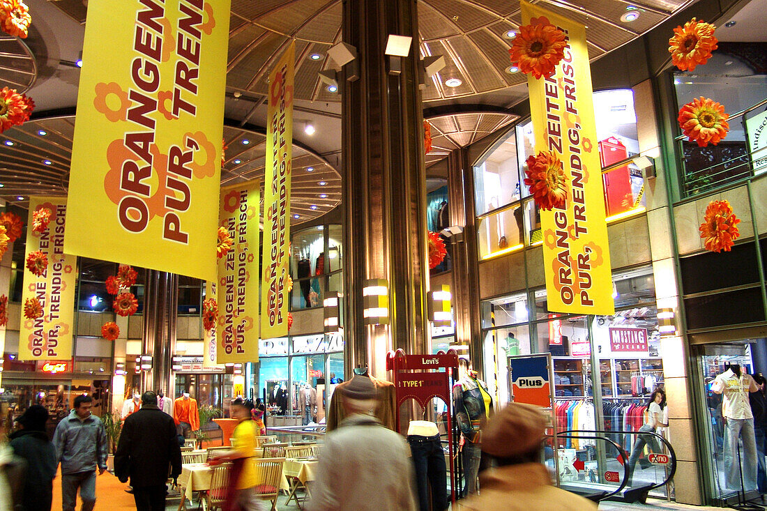 People inside Strohsack shopping complex, Leipzig, Saxony, Germany, Europe