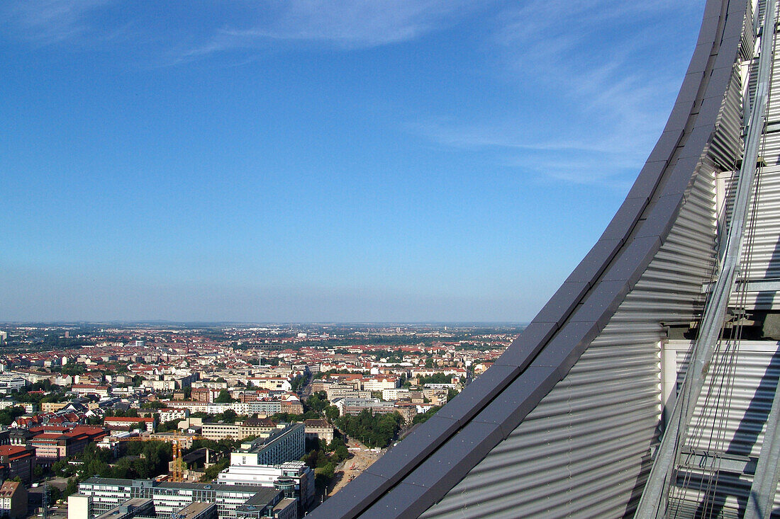 View from the city tower rooftop, Leipzig, Saxony, Germany, Europe