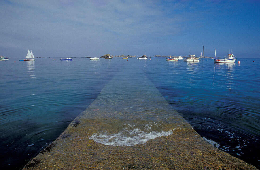 Boats on the sea near Lilia, Brittany, France