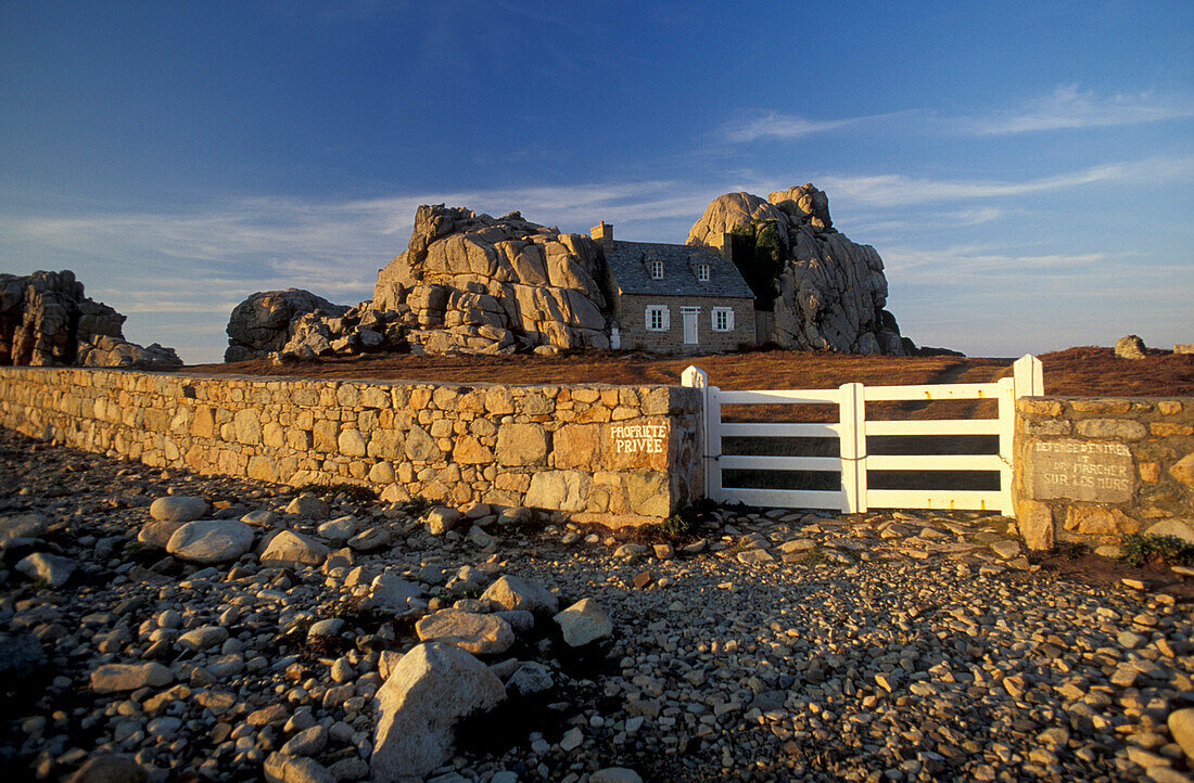 A house between two rocks, Pointe du Chateau, Brittany, France