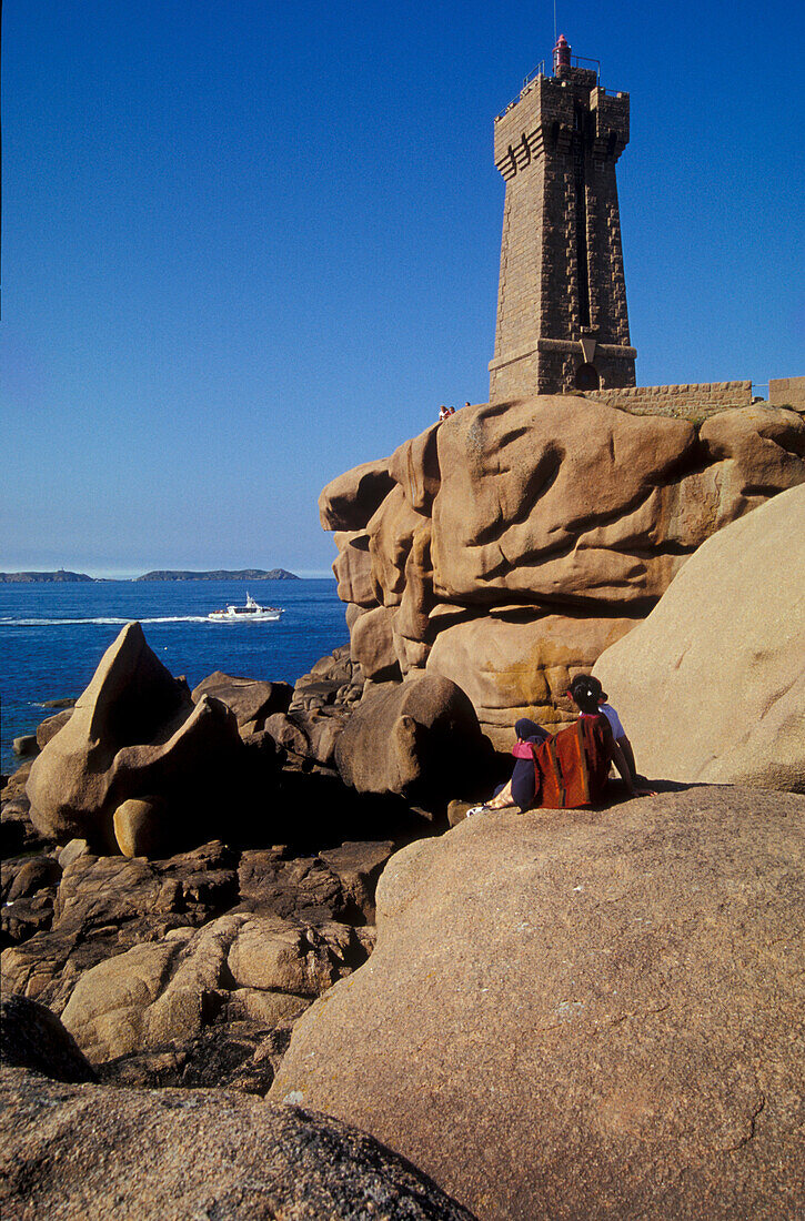 Leuchtturm, Ploumanach, Bretagne, Frankreich, Europa