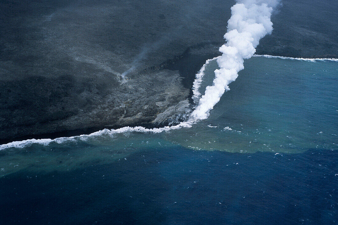 Aerial Photo of Lava Flow, Kilauea Lava Flow, Volcanoes National Park, Big Island Hawaii, Hawaii, USA