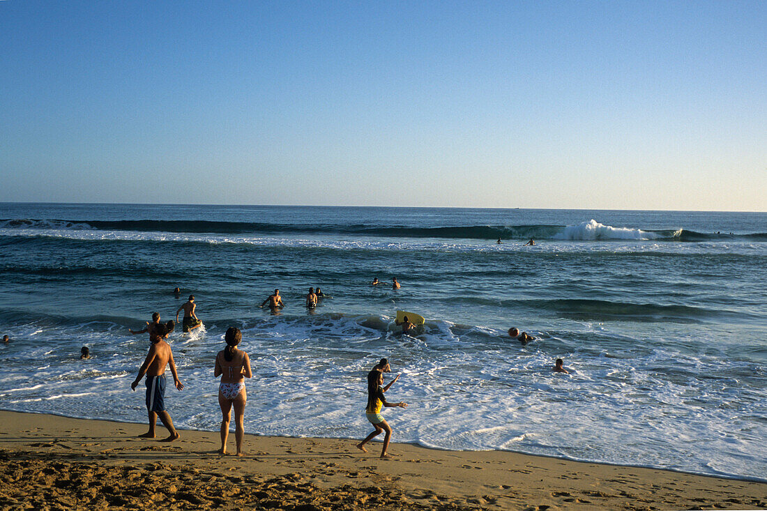 Family Fun at Beach, Kekaha Beach Park, Kekaha, Kauai, Hawaii, USA