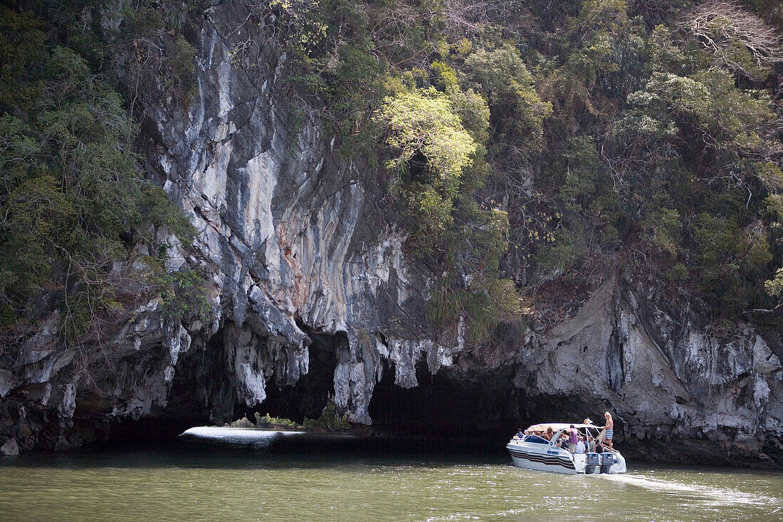 Speedboat & Limestone Cliffs, Speedboat Excursion to Ko Paynee Muslim Village, Phang-Nga Bay, Thailand