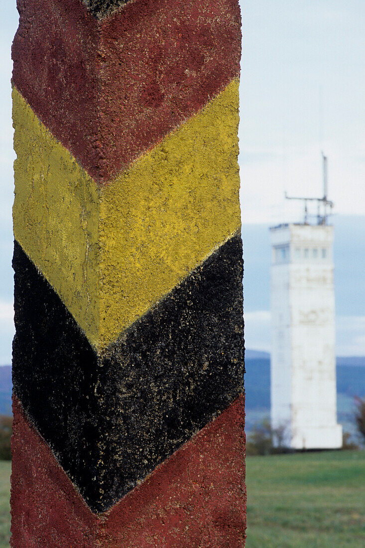 Pole and Observation Tower, Point Alpha Border Memorial, near Rasdorf, Rhoen, Hesse, Thuringia, Germany