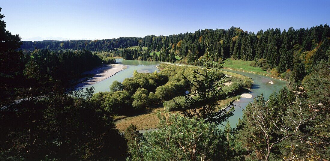 River Lech, Upper Bavaria, Germany, elevated view