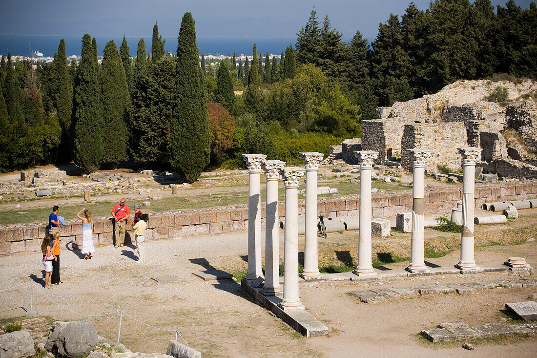 People visiting the temple Asklipieion, Kos-Town, Kos, Greece