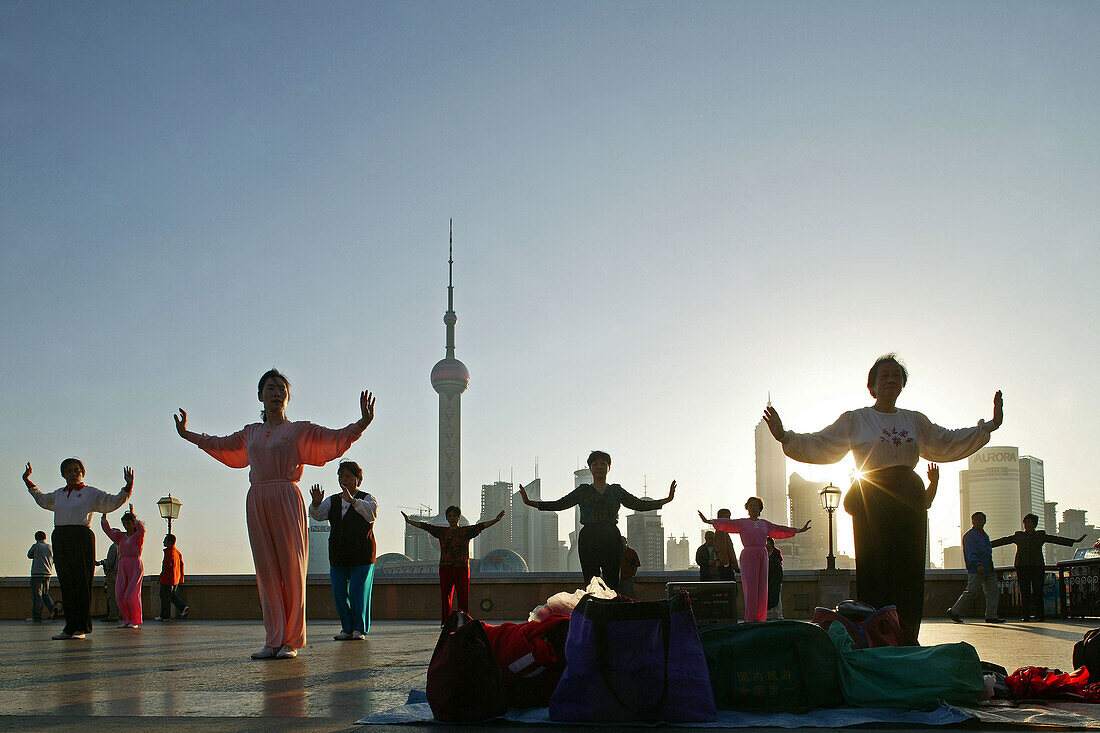 Morning exercise on the Bund, Shanghai