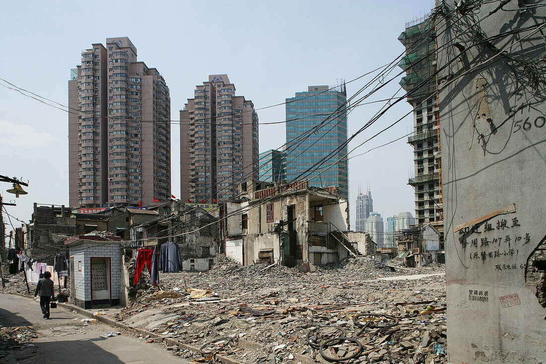demolition rubble in old town, Lao Xi Men, Shanghai