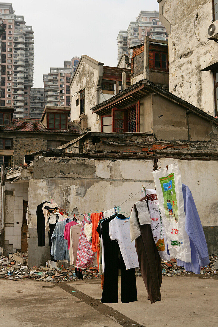 redevelopment area, demolition in old town, Lao Xi Men, Shanghai