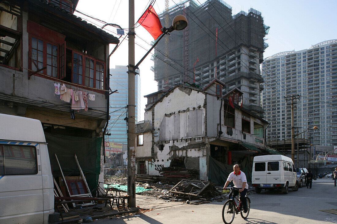 demolition in old town, Lao Xi Men, redevelopment area, Shanghai, China
