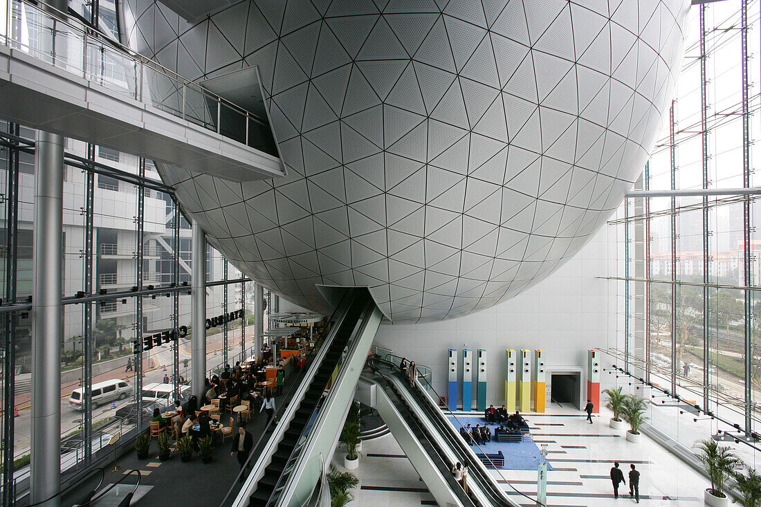 Pudong, Bürohochhaus bei Shanghai Börse, Kugel, Rolltreppe, Shanghai, China