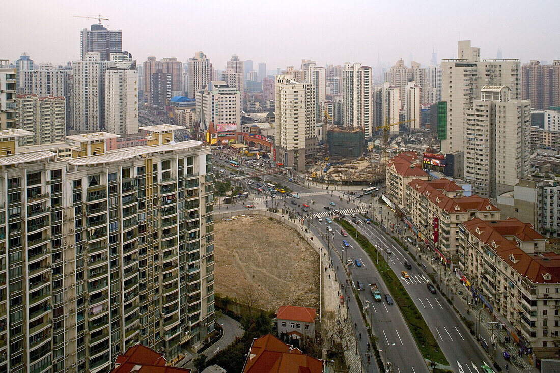 apartment towers, night, Zhabei district, Shanghai