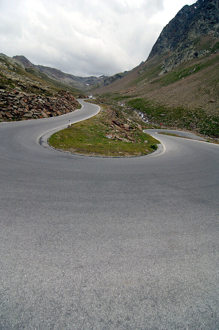 Winding road at Timmelsjoch, Tyrol, Austria