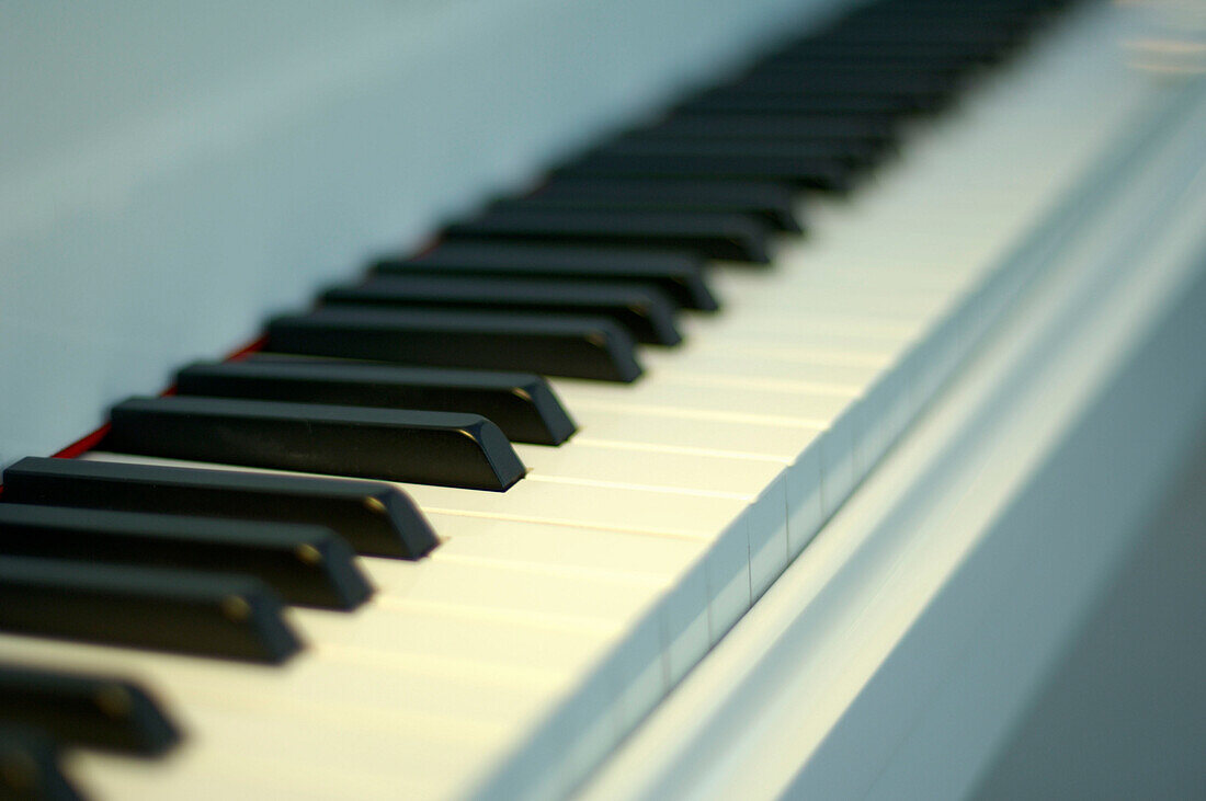 Keys on a keyboard of a piano