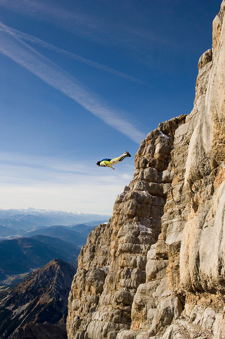 Base Jumping from the south face of Dachstein, Austria