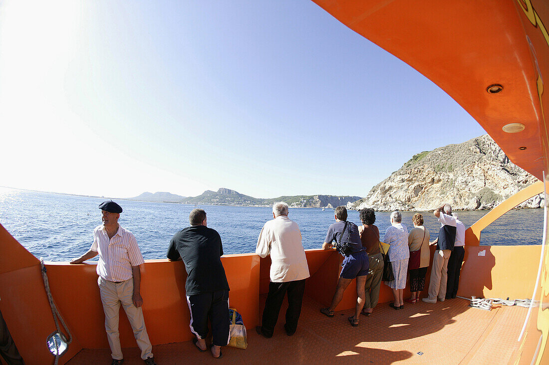 Costa Brava,Tour Guests, Glass-Bottom Boat Nautilus, Water at Illes Medes, Costa Brava, Catalonia Spain