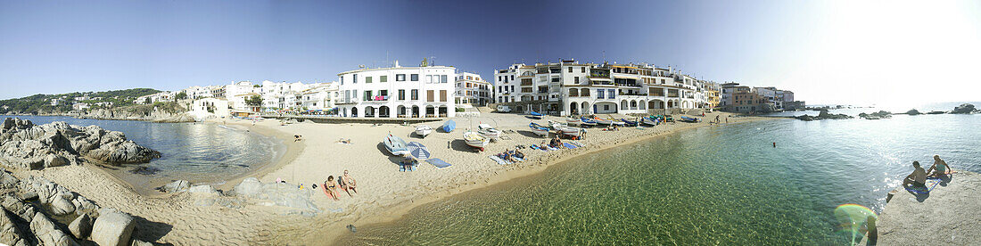 Costa Brava,Panorama of Calella Beach,  Costa Brava, Catalonia Spain