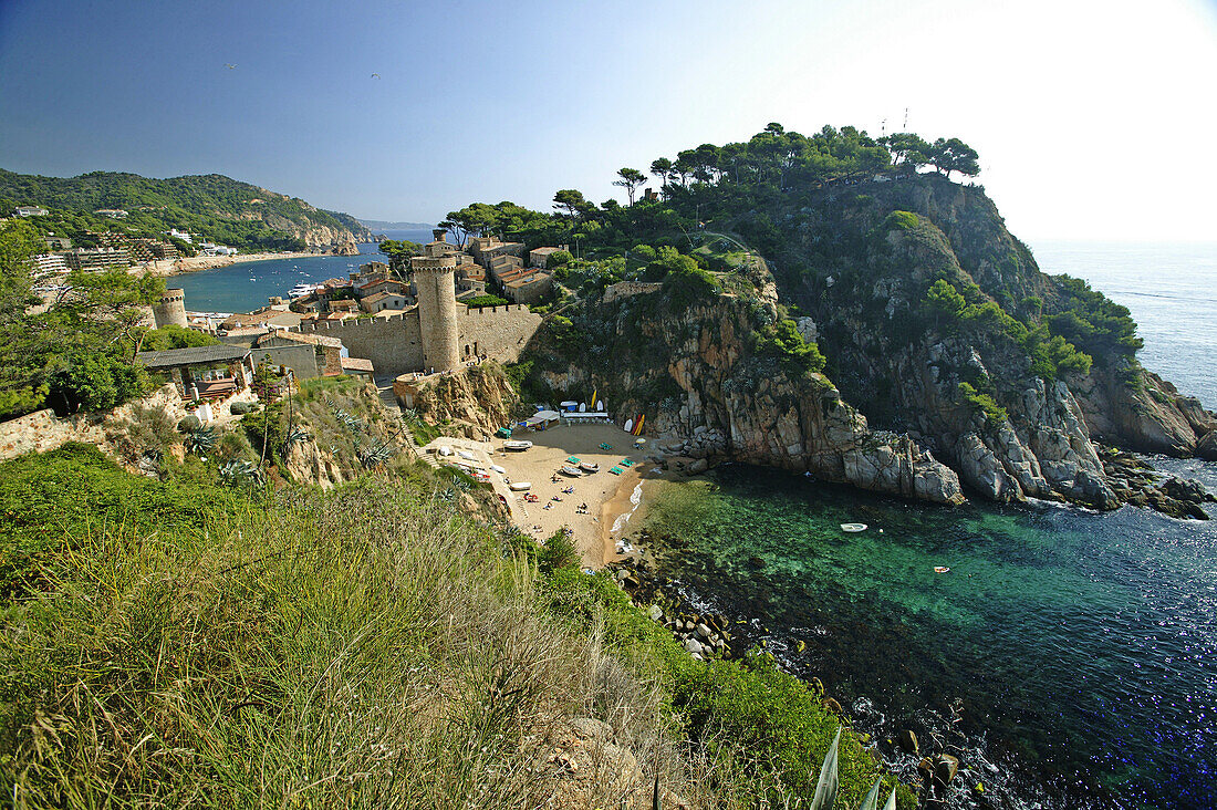 Costa Brava,View of the Upper Town at Tossa de Mar Costa Brava, Catalonia Spain