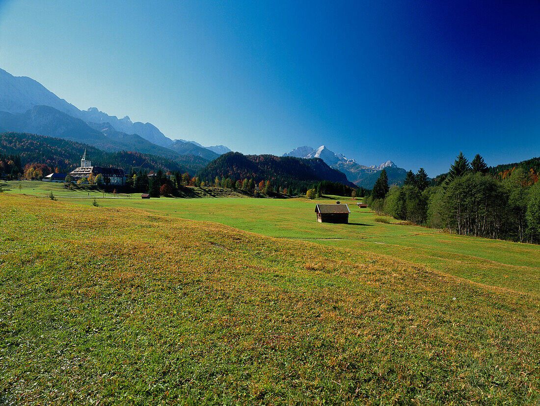 Landscape near Schloss Ellmau, (burned down August 2005-rebuilding in 2007), Werdenfelser Land, Germany, Bavaria