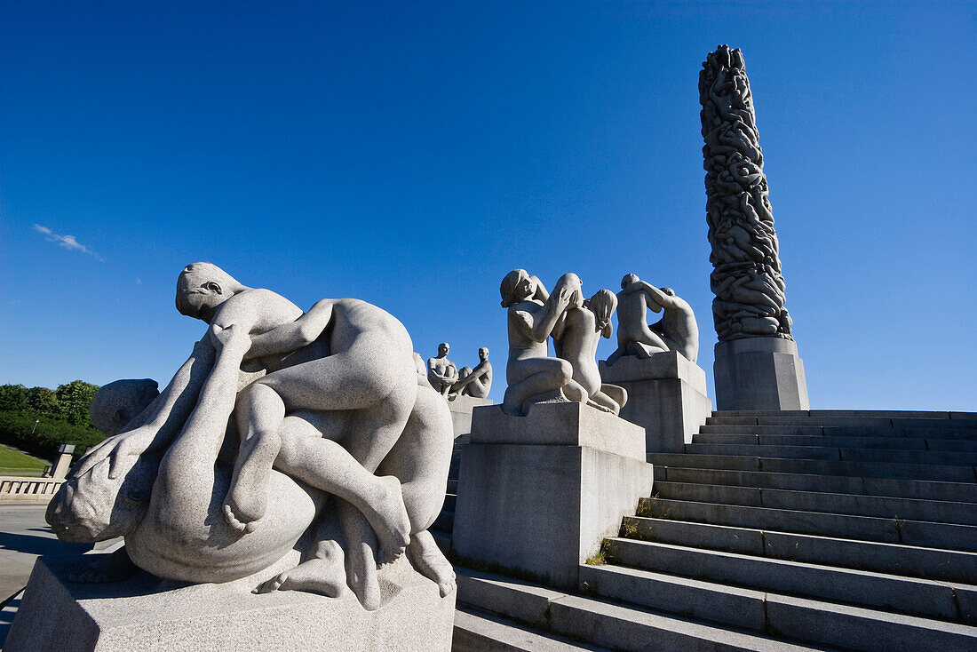 Monolith Plateau, granite sculptures by Gustav Vigeland in Vigeland Park, Oslo, Norway