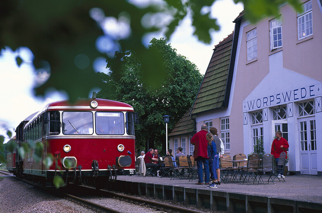 Moorexpress, alter Regionalzug, Worpswede, Niedersachsen, Deutschland