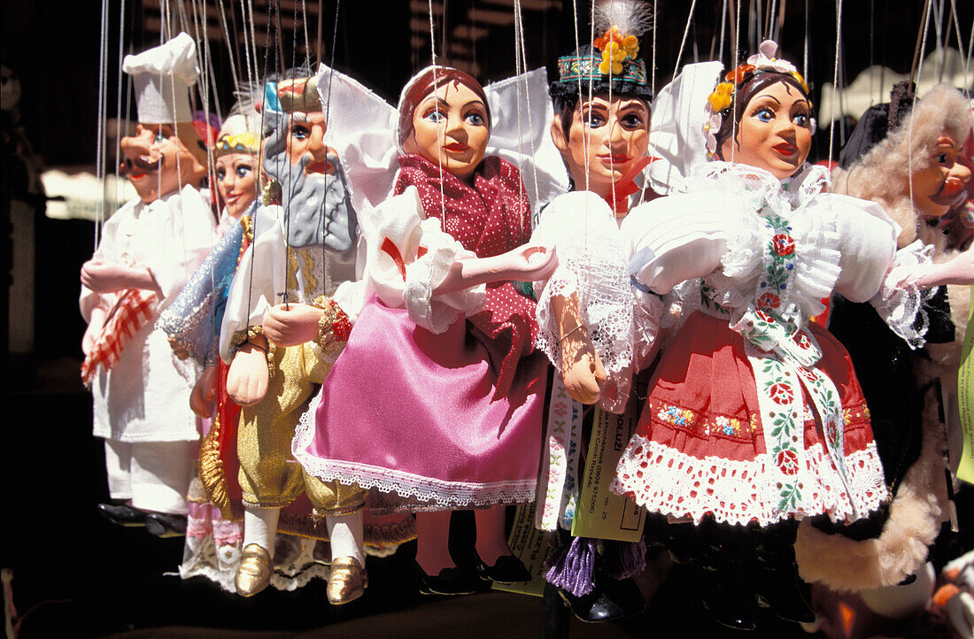 Puppen, Havelske Straßenmarkt, Altstadt, Prag, Tschechien
