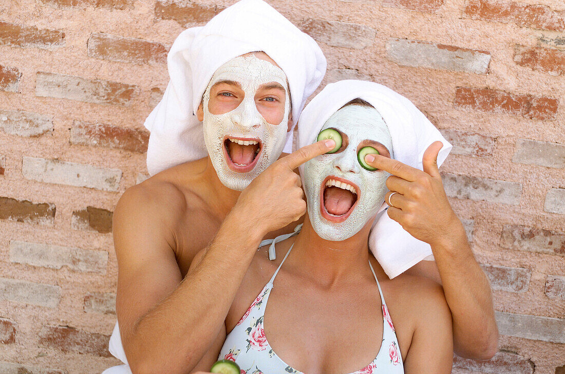 Couple with face masks