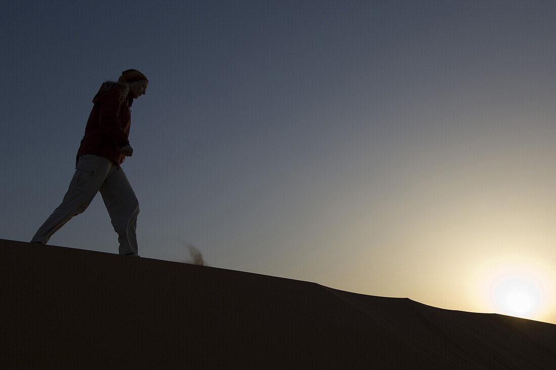 Walk on dune, walking, Erg Chebbi, Morocco