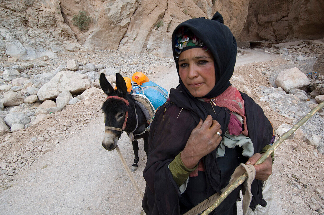 Woman with donkey, Todra gorge, Morocco
