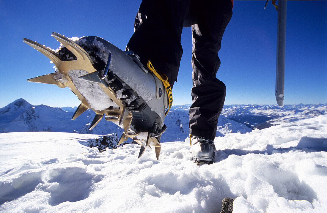 Close-up of a crampon, Weissseespitze, Tyrol, Austria