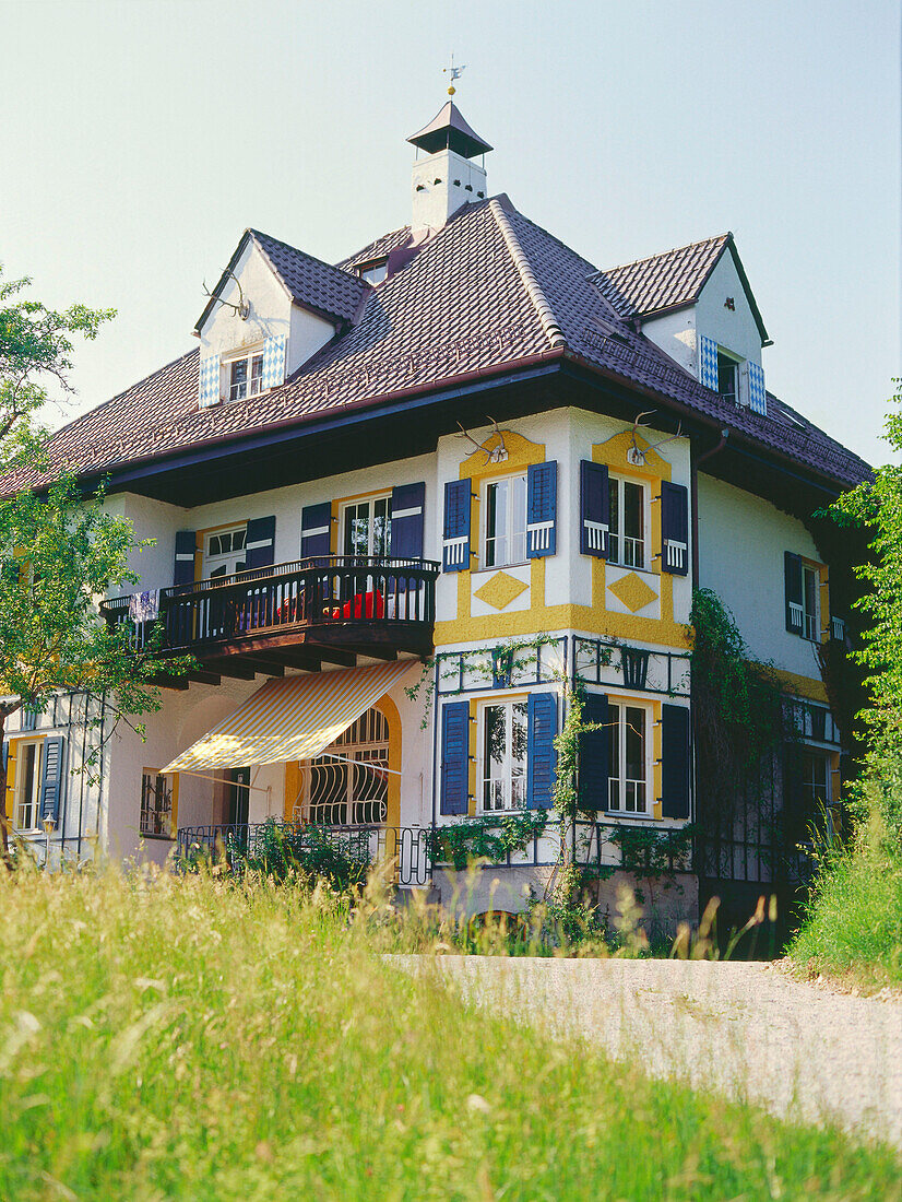 Villa and garden, Murnau, Upper Bavaria, Bavaria, Germany