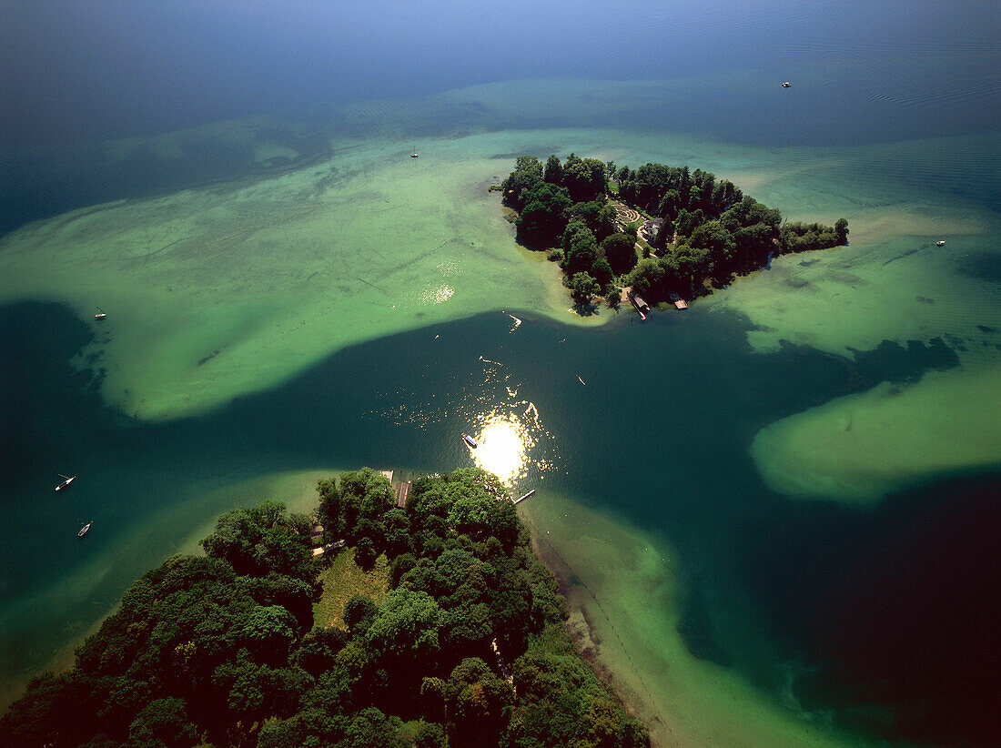Luftaufnahme, Roseninsel, Starnberger See, Oberbayern, Deutschland