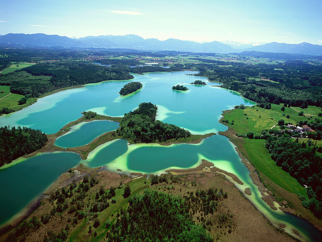 Luftaufnahme Osterseen, Oberbayern, Deutschland