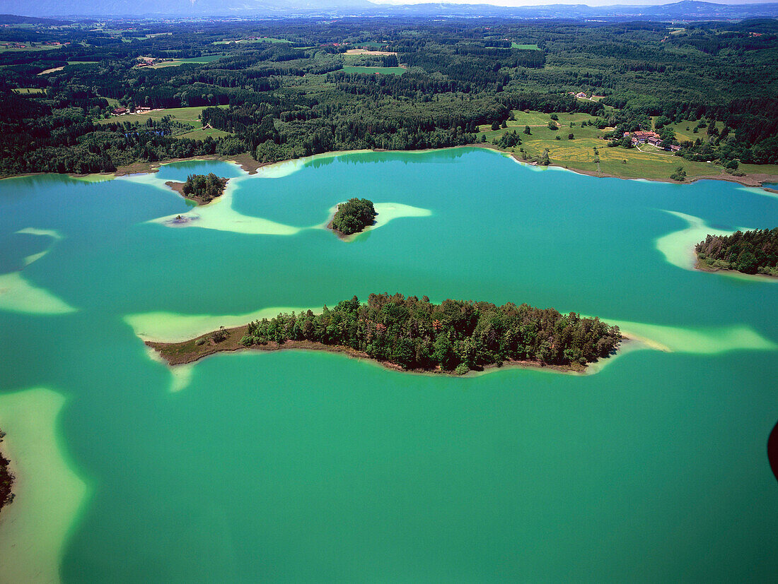 Aerial view of Osterseen, Upper Bavaria, Germany
