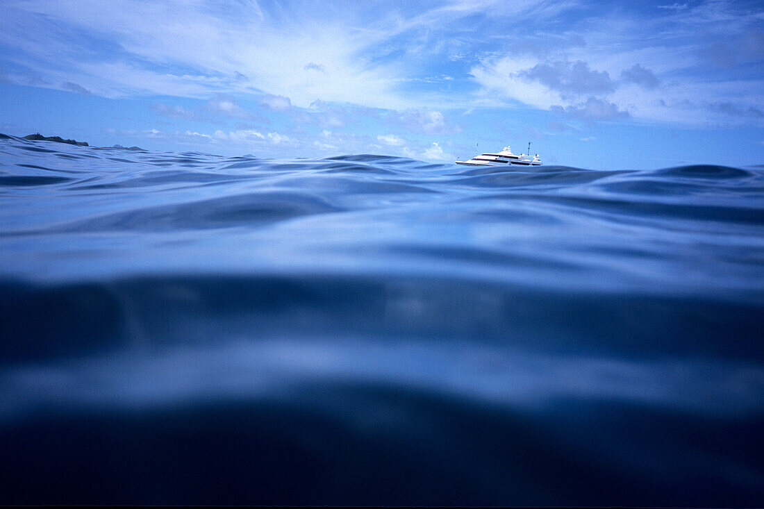 Waves and MV Mystique Princess,Blue Lagoon Cruise, Yasawa Islands, Fiji