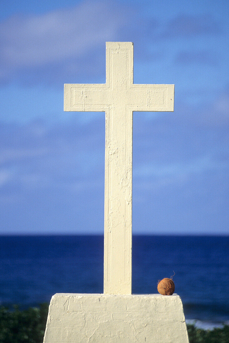Graveyard Cross and Coconut,Avarua, Rarotonga, Cook Islands